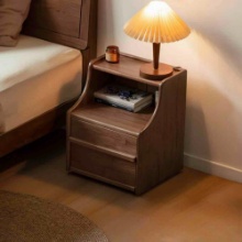 Poplar Solid Wood Movable Bauhaus Style Nightstand