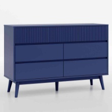 7-Drawer Wood Horizontal Double Dresser Blue
