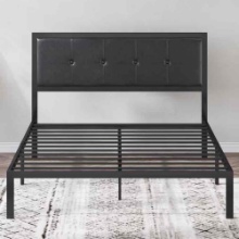 Zinus Cherie Faux Leather Classic Platform Bed with Support Slats, Full