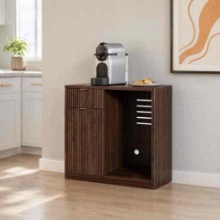 39.4 in. W x 20.9 in. D Coffee Bar Cabinet with Mini Fridge Space,Charging Station,Fluted Sideboard