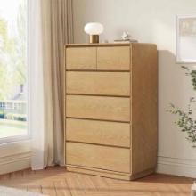 Wood Dresser With 6 Drawers, Wood 6 Drawer Dresser For Bedroom,45.3" Tall Modern Dresser For Living