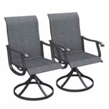 Set of 2 Dark Grey Swivel Patio Chairs, 360 Outdoor Dining Chairs with Metal Frame and Dark Grey