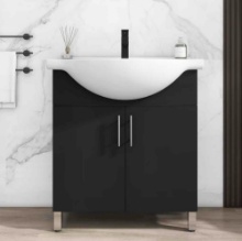 LUCKWIND 30" Space Saving Laundry Sink Cabinet Set with Ceramic Belly Bowl Sink and Faucet
