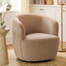 27" Wide Upholstered Velver Small Swivel Barrel Accent Chair
