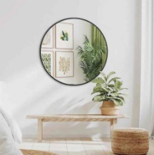32 Inch Large Round Bathroom Mirror With Anti-Rust Metal Frame And Shatterproof Film For Modern