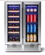 Antarctic Star 24 in. Dual Zone 18-Wine Bottles and 56-Cans Beverage and Wine Cooler in Silver
