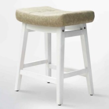 Set of 2 Extra Wide 19.7" Seat Counter Height Stool Modern Upholstered Wood Saddle Barstools