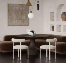 TOV Furniture Margaret Cream Textured Chenille Bolster Back Dining Chair