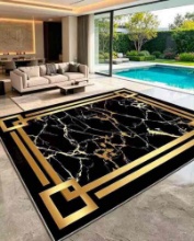 Black Gold Marble Rug 80 W x 115 L