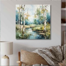 Birch Woods Whispering Winds X - Forest Print on Metal