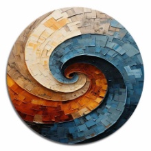 Blue and Orange Collaged Spiral 36