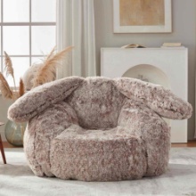 39" Wide Bunny Shaped Faux Fur Bean Bag Chair