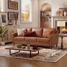 Barton 80.31'' Faux Leather Square Arm Sofa