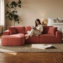 Modular Sectional Sofa with Chaise, Modern Woven Upholstery Boneless