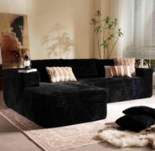 Corduroy Black Sofas Cloud Modular Sectional 110''
