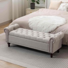 Upholstered Storage Bench With Segmented Storage Compartments