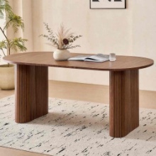 70.8" Oval Dining Table for 4, Modern Farmhouse Wood Kitchen Table for 6