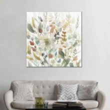 32 x 32 Linen Wildflower Garden " Watercolor Painting