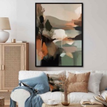 40" H x 30" W x 1.5" D Green And Beige Transcending Reality I - Abstract Painting Framed Canvas Wall