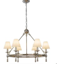 Vintage Nickel Chandelier 6-Light Classic Pendant Fixture Elegant Interior Lighting