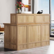 57" Reception Desk Front Desk with Counter & Metal Frame