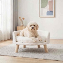 Happy & Polly Medium Dog & Cat Sofa Bed with Wooden Frame and Removable Cushion