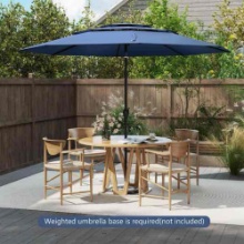 10 ft. Metal Market Tilt 3-tier Vented Patio Umbrella Large Table Umbrella Outdoor Sun Shade in Navy
