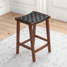 James Genuine Leather Counter Stool Mid-century Modern Seating for Kitchen Islands