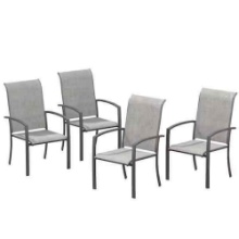 Gray Stackable Metal Outdoor Dining Chairs Set of 4