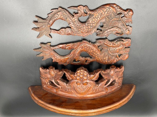 Wood shelf & artwork