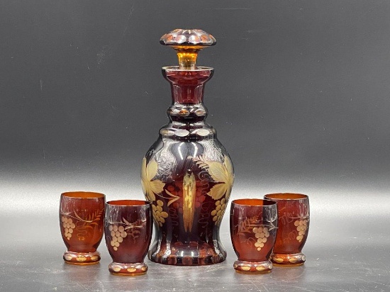 Brown glass Decanter set