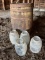 Large Wood Barrel and Glass Jars