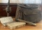 Antique fishing creel, rod and flies