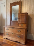 Antique Dresser Mirror & Hat Box
