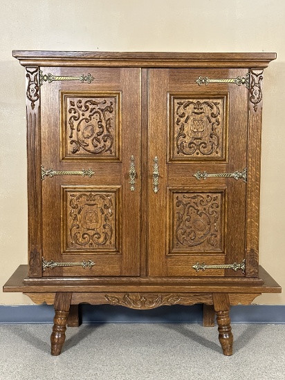 Vintage Carved Breakfront Cabinet