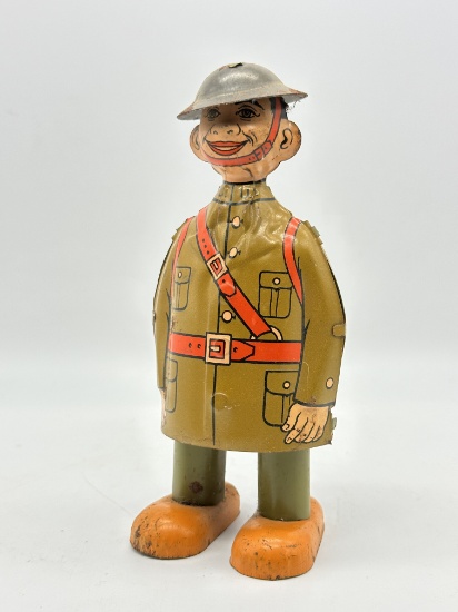 J.Chein Doughboy Soldier Tin Litho Wind Up Toy
