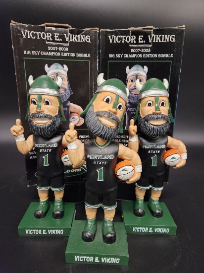 (3) Portland State PSU Mascot Victor E. Viking Statue Figure Basketball Bobblehead