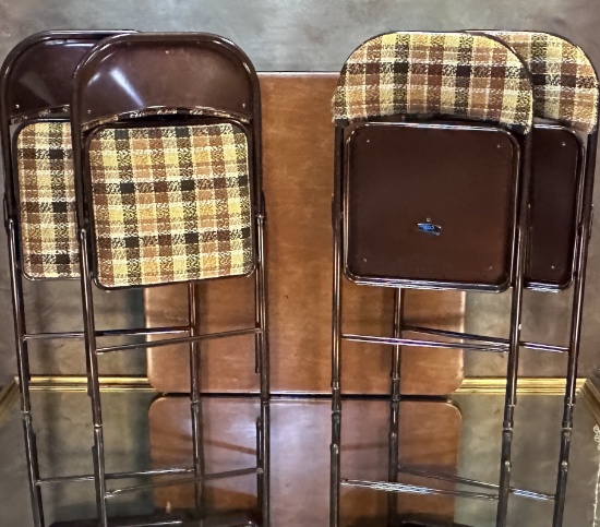 Vintage MECO Folding Chairs (4) and Brown Square Folding Table
