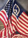 American Flag and Peace Flag