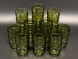 Set of Kings Crown Green Thumprint Juice Glasses