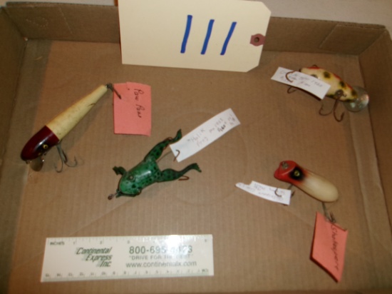 Hedon Crab Wigglers (Wood 1920's), Shakespeare Swimming Mouse (Wood), Malik Frog (1955)