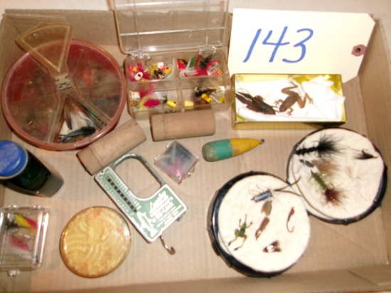 Vintage Flies in Original Cases, Wood Practice Casting Weights