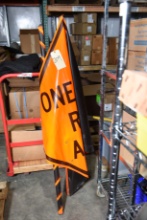Lot of 2 One Lane Road Ahead Signs