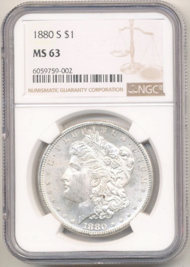 1880-S Morgan Silver Dollar NGC MS63