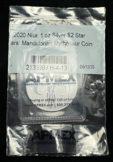 2020 Niue Star Wars Mandalorian Mythosaur Silver 1 oz