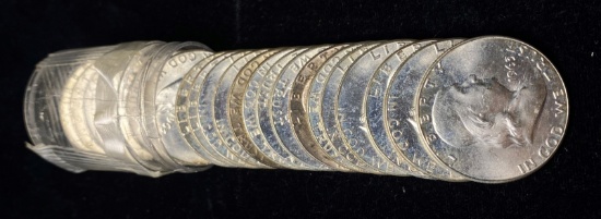 Roll (20) BU-63P Franklin Half Dollars