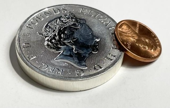 2021 White Greyhound of Richmond Queen's Beast 2 oz Silver Coin UK