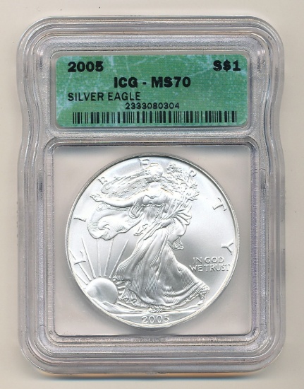 2005 American Silver Eagle ICG MS70