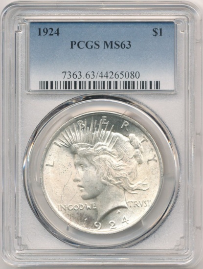 1924 Peace Silver Dollar PCGS MS63