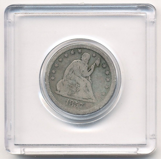 1857 Seated Liberty Quarter Circ.